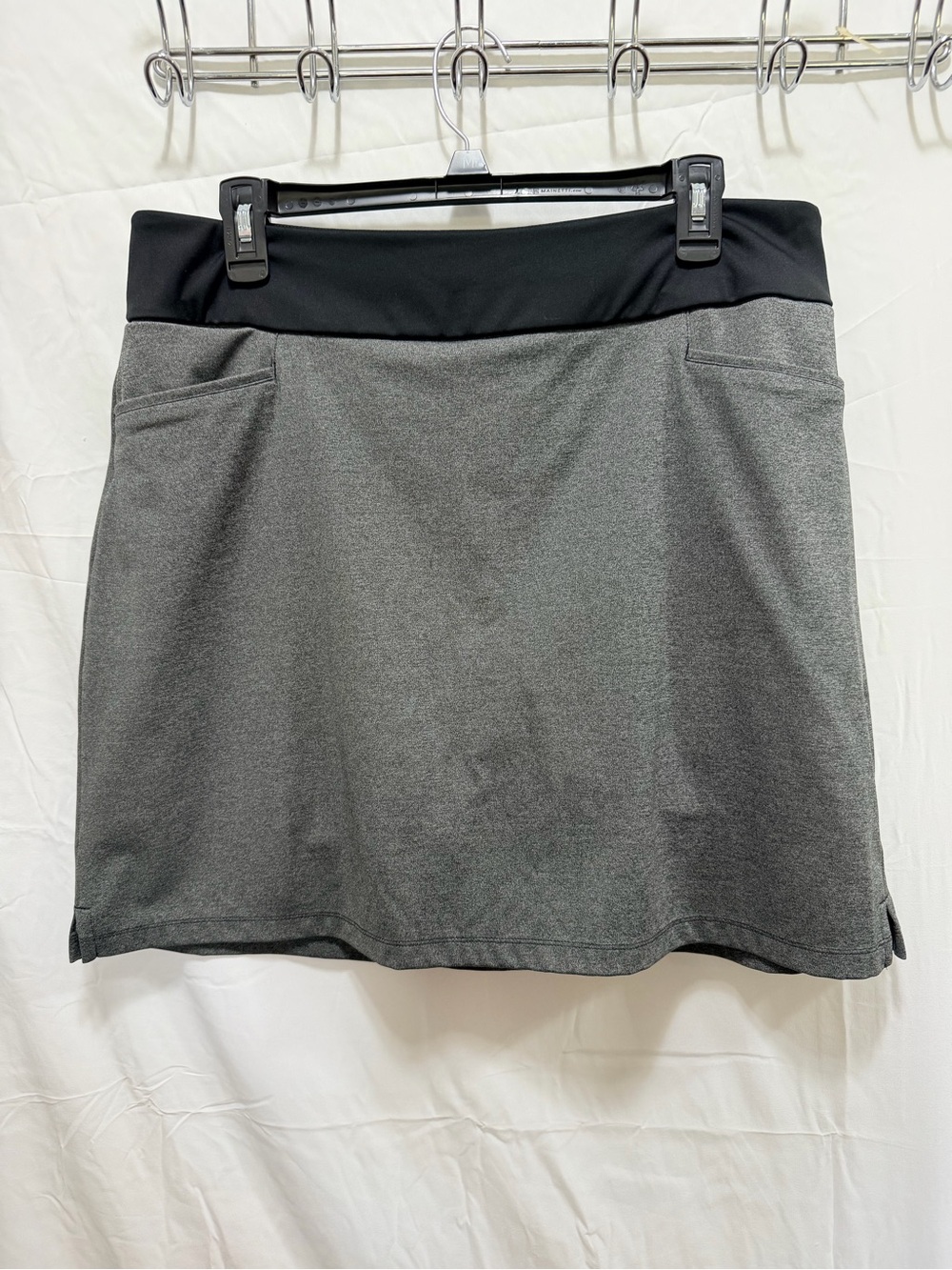 Adidas Gray Mini Skort with Black Waistband and Pockets